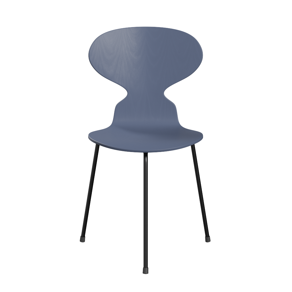 3100 Myren med 3 ben, sort stel af Arne Jacobsen - Farvet finér - Ask - Dusk Blue (855) - Jacobsen Plus