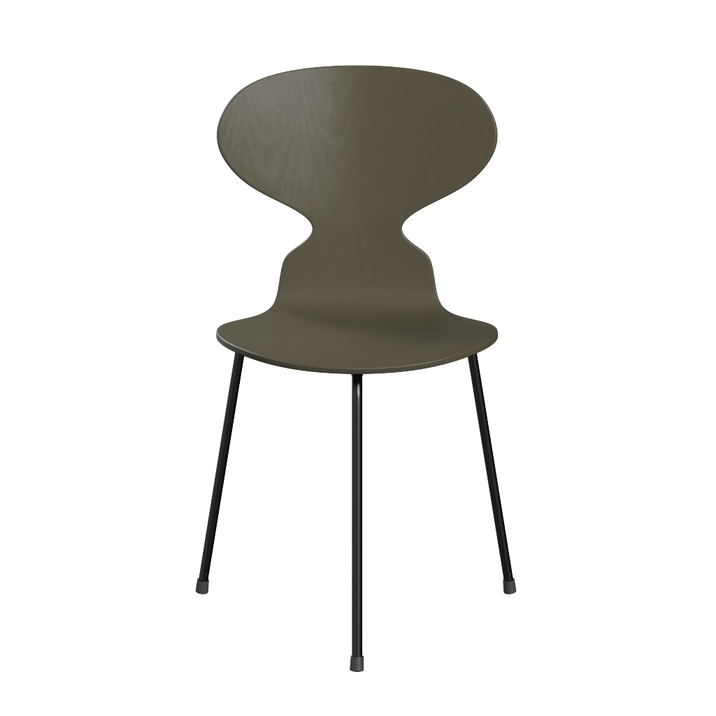 3100 Myren med 3 ben, sort stel af Arne Jacobsen - Farvet finér - Ask - Olive Green (925) - Jacobsen Plus