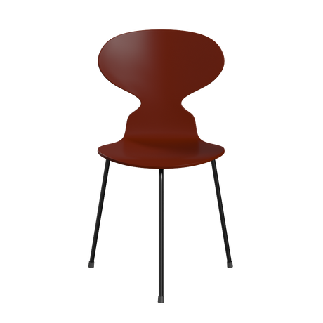 3100 Ant Chair mit 3 Beinen, schwarzem Gestell von Arne Jacobsen - Lackiertes Furnier - Venetian Red (670) - Jacobsen Plus