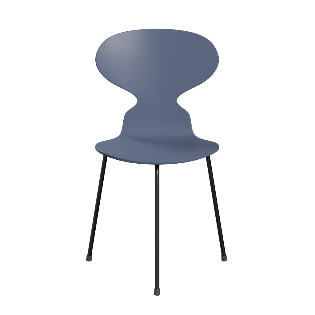 3100 Myren med 3 ben, sort stel af Arne Jacobsen - Lakeret finér - Dusk Blue (850) - Jacobsen Plus