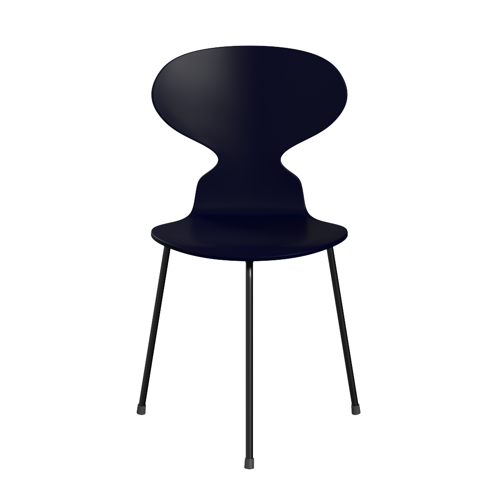 3100 Myren med 3 ben, sort stel af Arne Jacobsen - Lakeret finér - Midnight Blue (890) - Jacobsen Plus