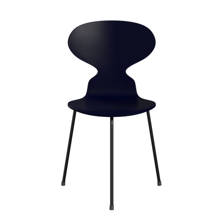 3100 Ant Chair mit 3 Beinen, schwarzem Gestell von Arne Jacobsen - Lackiertes Furnier - Mitternachtsblau (890) - Jacobsen Plus