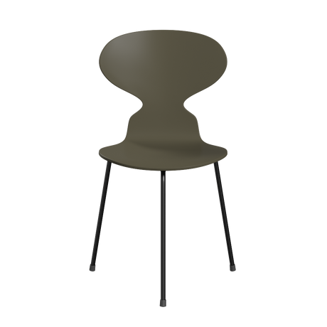 3100 Ant Chair mit 3 Beinen, schwarzem Gestell von Arne Jacobsen - Lackiertes Furnier - Olive Green (920) - Jacobsen Plus