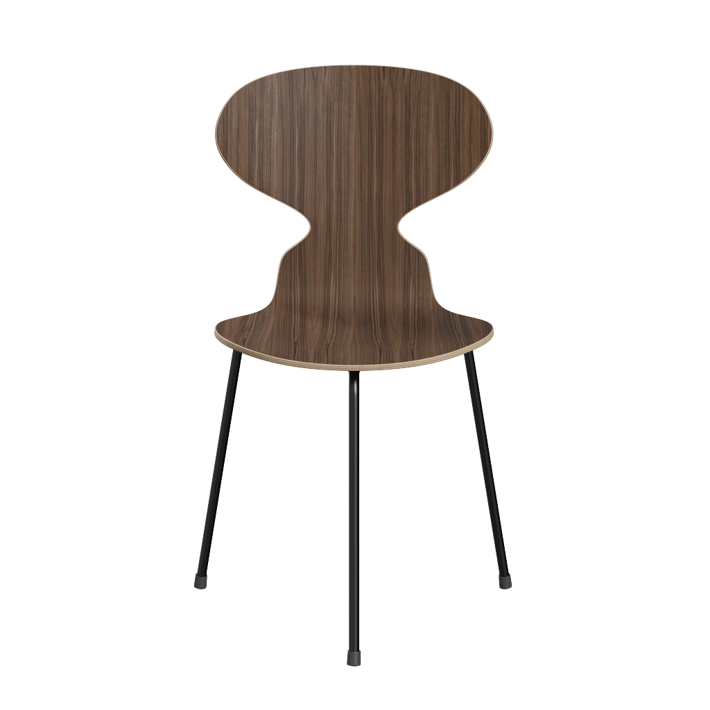 3100 Myren med 3 ben, sort stel af Arne Jacobsen - Klar lakeret finér - Valnød - Jacobsen Plus