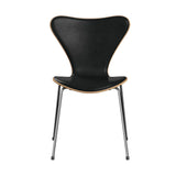 Fritz Hansen - 3107 stol, naturfiner og forsidepolstret i Grace læder - Bøg - Sort læder - Krom stel - Jacobsen Plus