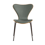 Fritz Hansen - 3107 stol, naturfiner og forsidepolstret i Grace læder - Kirsebær - Concrete Grey læder - Brown Bronze stel - Jacobsen Plus