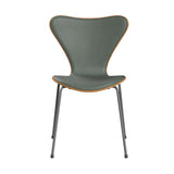 Fritz Hansen - 3107 stol, naturfiner og forsidepolstret i Grace læder - Kirsebær - Concrete Grey læder - Silver Grey stel - Jacobsen Plus