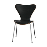 Fritz Hansen - 3107 stol, naturfiner og forsidepolstret i Grace læder - Valnød - Sort læder - Krom stel - Jacobsen Plus