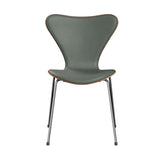 Fritz Hansen - 3107 stol, naturfiner og forsidepolstret i Grace læder - Valnød - Concrete Grey læder - Krom stel - Jacobsen Plus