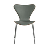 Fritz Hansen - 3107 stol, naturfiner og forsidepolstret i Grace læder - Valnød - Concrete Grey læder - Silver Grey stel - Jacobsen Plus