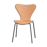 Fritz Hansen - 3107 stol, naturfiner og forsidepolstret i Natur læder - Valnød - Sort stel - Jacobsen Plus