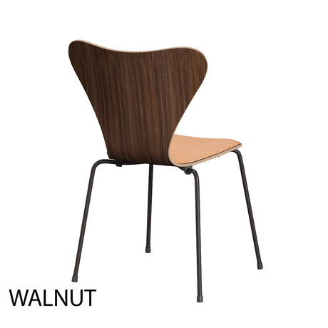 Fritz Hansen - 3107 Stuhl, Naturfurnier und Vorderseite gepolstert in Naturleder - Buche - Chromgestell - Jacobsen Plus