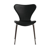 Fritz Hansen - 3107 stol, fuldpolstret i Grace læder - Black læder - Brown Bronze stel - Jacobsen Plus