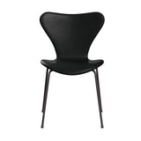 Fritz Hansen - 3107 stol, fuldpolstret i Grace læder - Black læder - Warm Graphite stel - Jacobsen Plus
