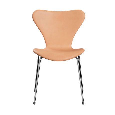 Fritz Hansen - 3107 Stuhl, vollgepolstert in Naturleder - Chrom-Gestell - Jacobsen Plus