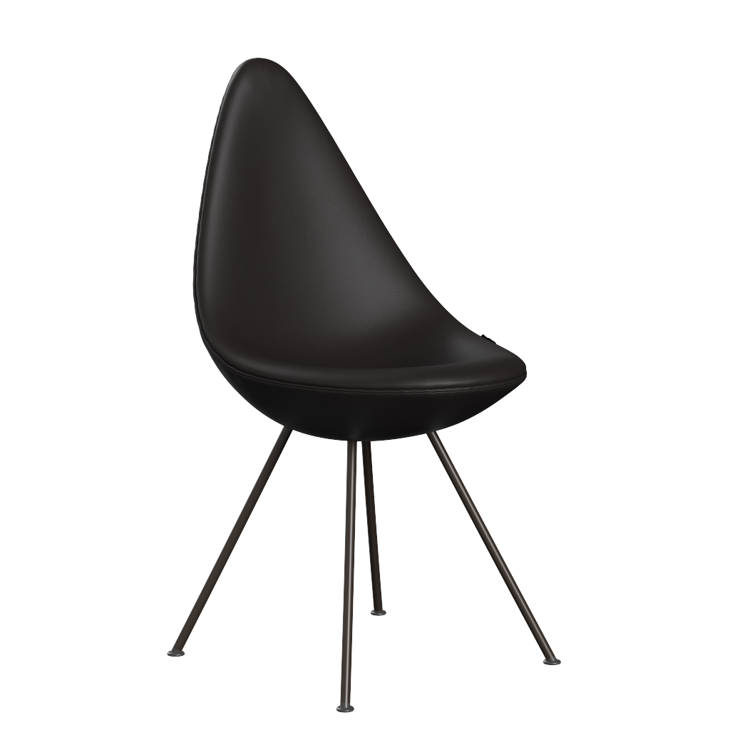3110 Drop™ Stuhl, vollgepolstert - Braun Bronze von Arne Jacobsen - Aura Leder - Black Brown - Jacobsen Plus