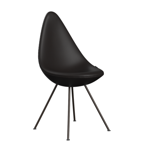 3110 Drop™ Stuhl, vollgepolstert - Braun Bronze von Arne Jacobsen - Aura Leder - Black Brown - Jacobsen Plus