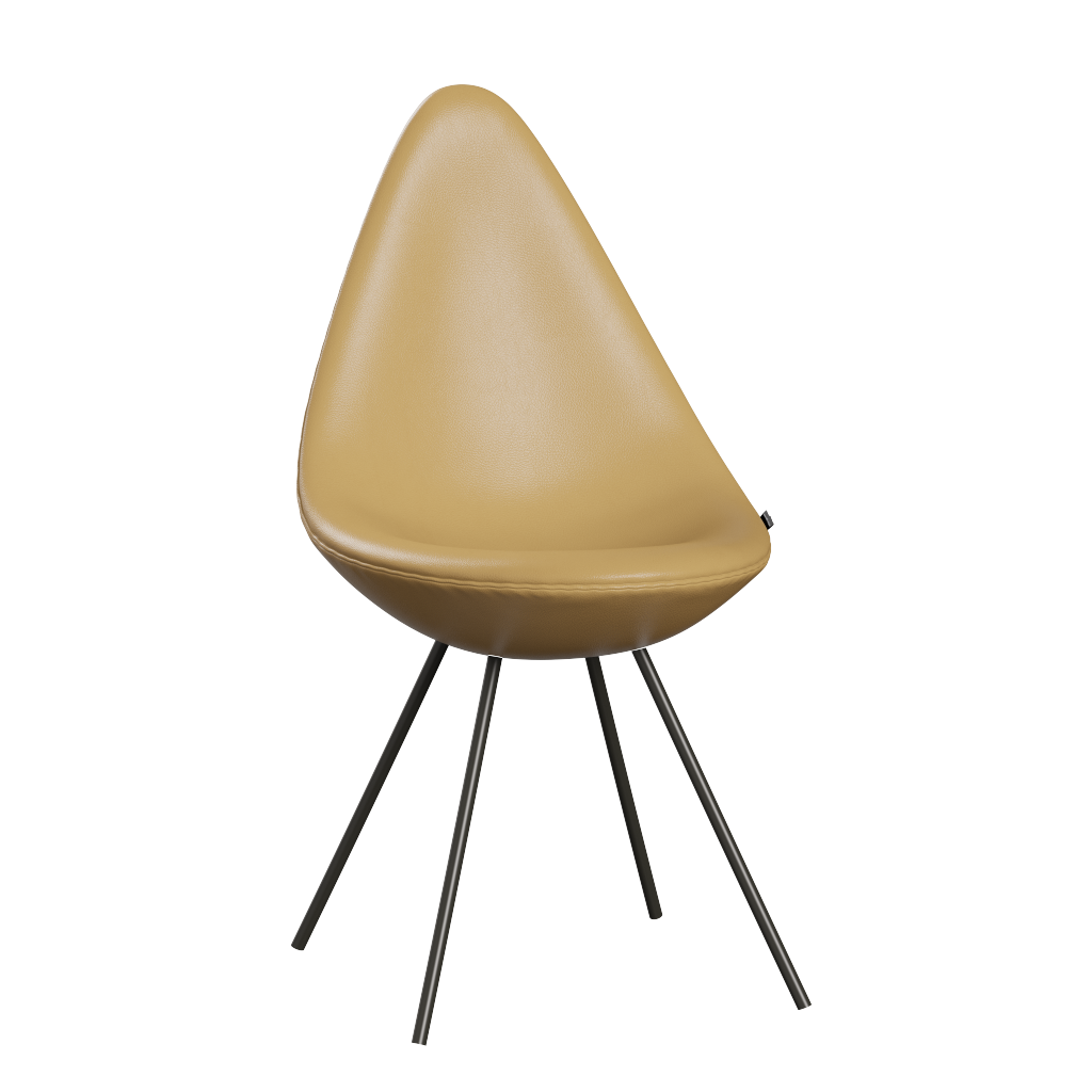 3110 Drop™ Stuhl, vollgepolstert - Braun Bronze von Arne Jacobsen - Aura Leder - Beige - Jacobsen Plus