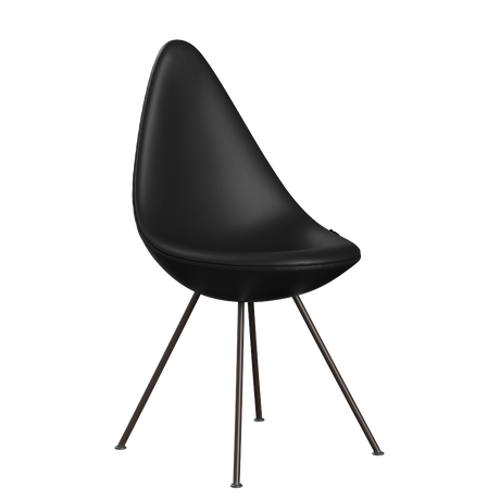 3110 Drop™ Stuhl, vollgepolstert - Braun Bronze von Arne Jacobsen - Aura Leder - Black Brown - Jacobsen Plus