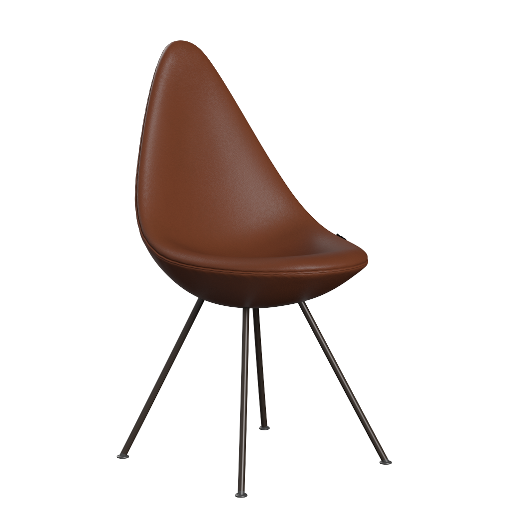 3110 Drop™ Stuhl, vollgepolstert - Braun Bronze von Arne Jacobsen - Aura Leder - Cognac - Jacobsen Plus
