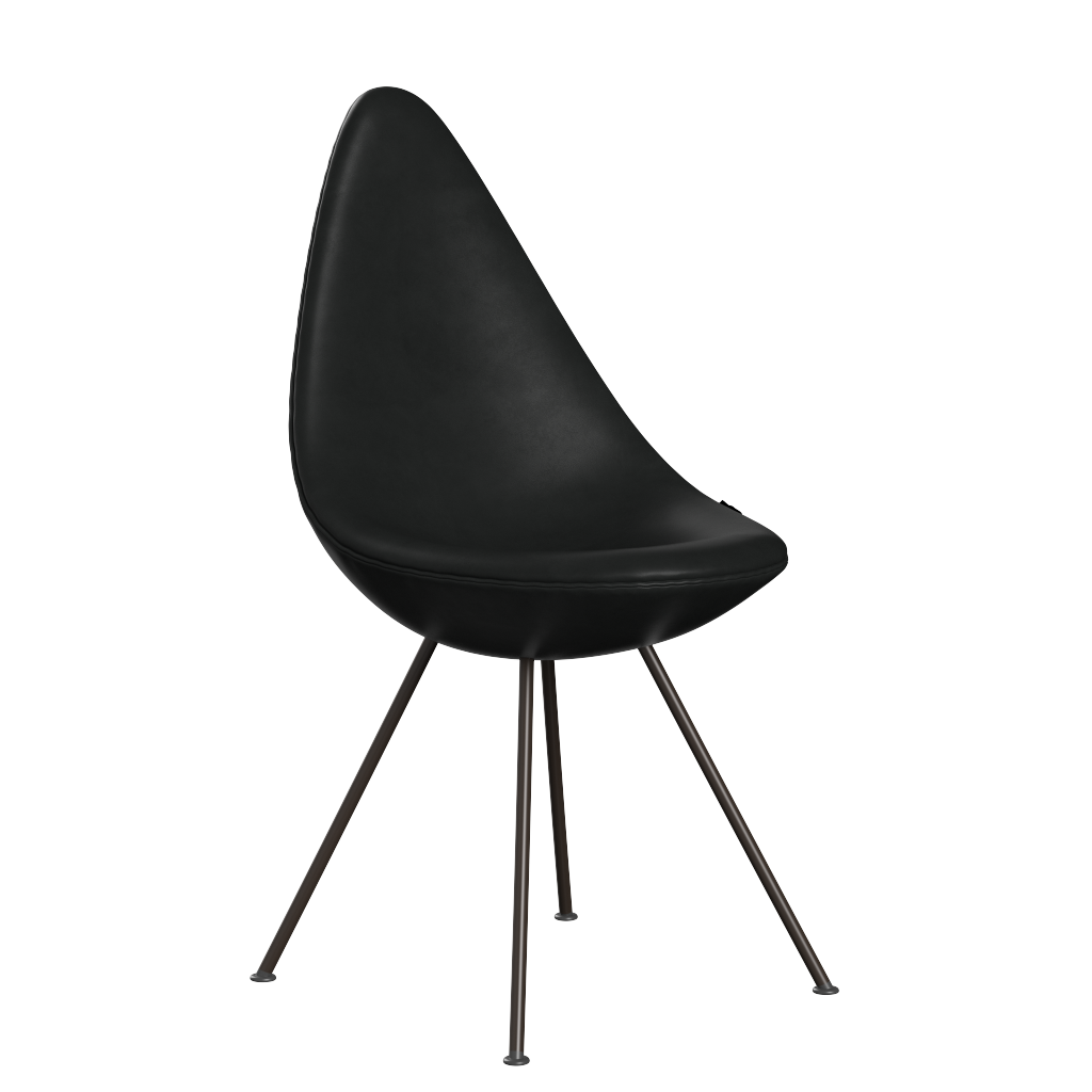 3110 Drop™ Stuhl, vollgepolstert - Braun Bronze von Arne Jacobsen - Grace Leder - Black - Jacobsen Plus
