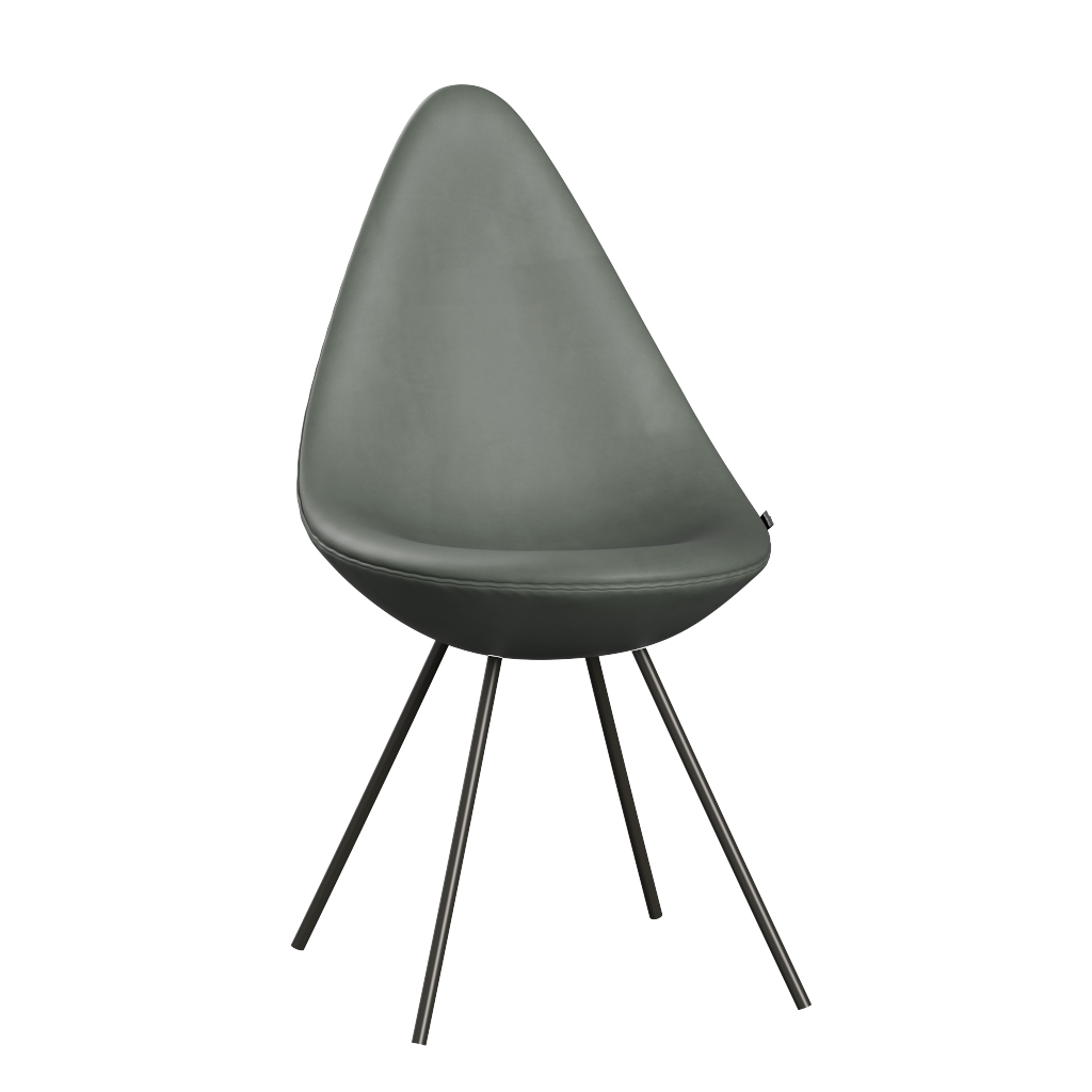3110 Drop™ Stuhl, vollgepolstert - Braun Bronze von Arne Jacobsen - Grace Leder - Concrete Grey - Jacobsen Plus
