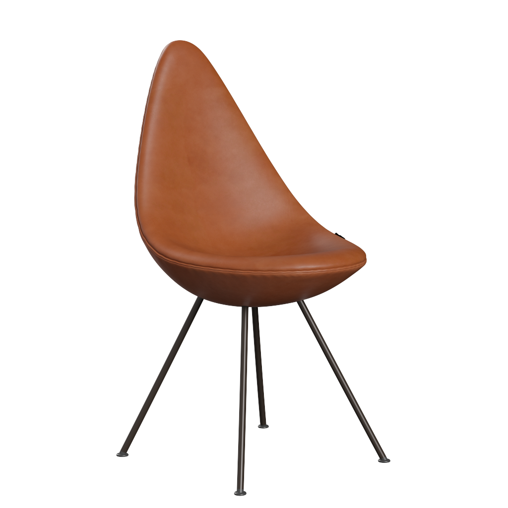 3110 Drop™ Stuhl, vollgepolstert - Braun Bronze von Arne Jacobsen - Grace Leder - Walnut - Jacobsen Plus