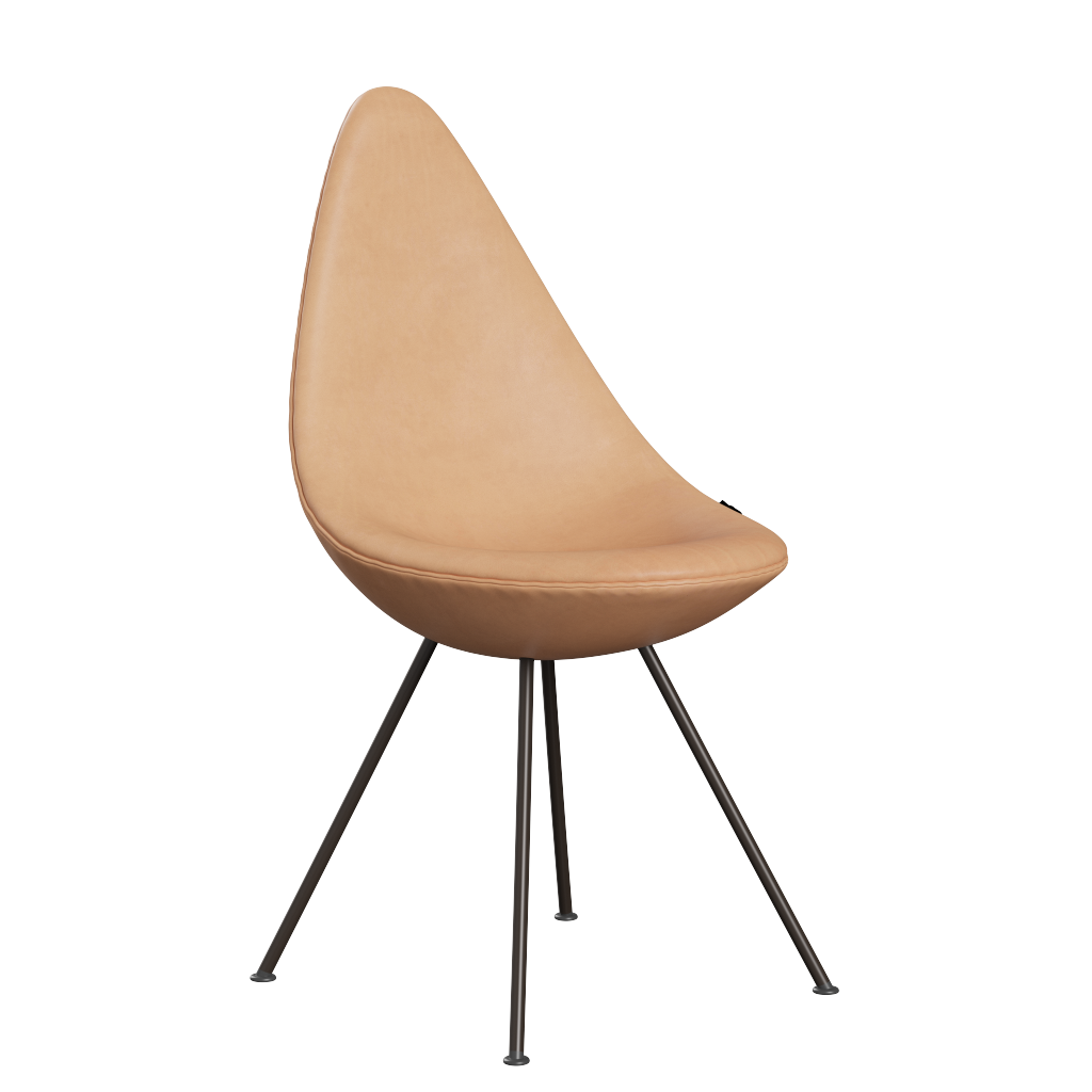 3110 Drop™ Stuhl, vollgepolstert - Braun Bronze von Arne Jacobsen - Natural Leder - Jacobsen Plus