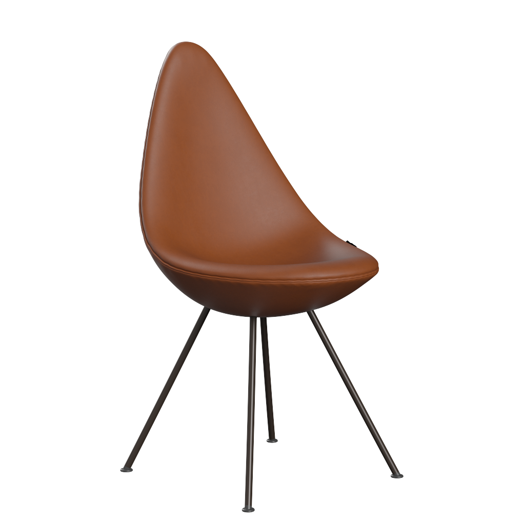 3110 Drop™ Stuhl, vollgepolstert - Braun Bronze von Arne Jacobsen - Essential Leder - Walnut - Jacobsen Plus