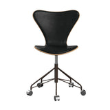 Fritz Hansen - 3117 kontorstol, naturfiner og forsidepolstret i Grace læder - Bøg - Sort læder - Brown Bronze stel - Jacobsen Plus