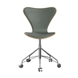 Fritz Hansen - 3117 kontorstol, naturfiner og forsidepolstret i Grace læder - Bøg - Concrete Grey læder - Krom stel - Jacobsen Plus