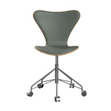 Fritz Hansen - 3117 kontorstol, naturfiner og forsidepolstret i Grace læder - Bøg - Concrete Grey læder - Silver Grey stel - Jacobsen Plus