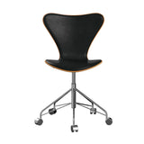 Fritz Hansen - 3117 kontorstol, naturfiner og forsidepolstret i Grace læder - Kirsebær - Sort læder - Krom stel - Jacobsen Plus