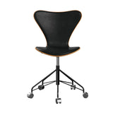 Fritz Hansen - 3117 kontorstol, naturfiner og forsidepolstret i Grace læder - Kirsebær - Sort læder - Sort stel - Jacobsen Plus