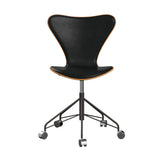 Fritz Hansen - 3117 kontorstol, naturfiner og forsidepolstret i Grace læder - Kirsebær - Sort læder - Warm Graphite stel - Jacobsen Plus