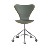 Fritz Hansen - 3117 kontorstol, naturfiner og forsidepolstret i Grace læder - Kirsebær - Concrete Grey læder - Krom stel - Jacobsen Plus