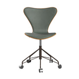 Fritz Hansen - 3117 kontorstol, naturfiner og forsidepolstret i Grace læder - Kirsebær - Concrete Grey læder - Brown Bronze stel - Jacobsen Plus