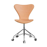 Fritz Hansen - 3117 kontorstol, naturfiner og forsidepolstret i Natur læder - Kirsebær - Krom stel - Jacobsen Plus