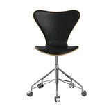 Fritz Hansen - 3117 kontorstol, naturfiner og forsidepolstret i Grace læder - Eg - Sort læder - Krom stel - Jacobsen Plus