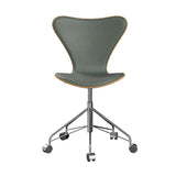 Fritz Hansen - 3117 kontorstol, naturfiner og forsidepolstret i Grace læder - Eg - Concrete Grey læder - Krom stel - Jacobsen Plus
