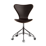 Fritz Hansen - 3117 kontorstol, naturfiner og forsidepolstret i Grace læder - Valnød - Mørk brun læder - Warm Graphite stel - Jacobsen Plus