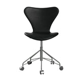 Fritz Hansen - 3117 kontorstol, fuldpolstret i Grace læder - Sort læder - Silver Grey stel - Jacobsen Plus
