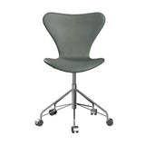 Fritz Hansen - 3117 kontorstol, fuldpolstret i Grace læder - Concrete Grey læder - Krom stel - Jacobsen Plus
