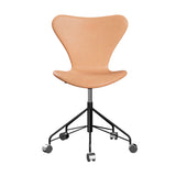 Fritz Hansen - 3117 kontorstol, fuldpolstret i Natur læder - Sort stel - Jacobsen Plus