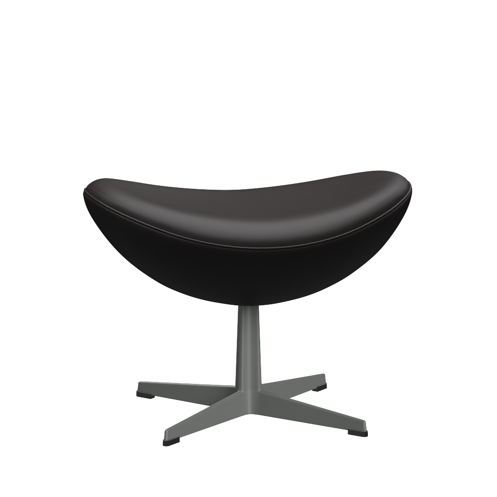 3127 Fußhocker für Egg™ Sessel, Gestell in Silbergrau von Arne Jacobsen - Aura Leder - Black Brown - Jacobsen Plus