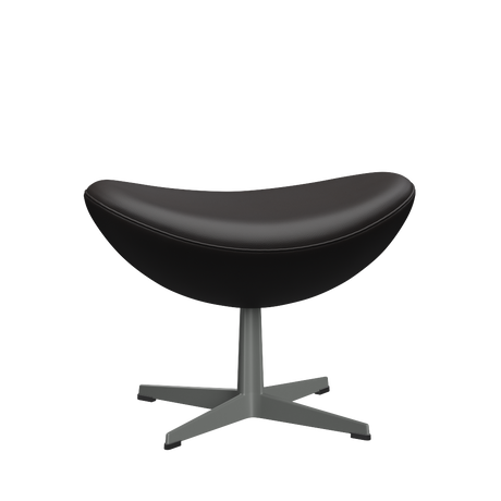 3127 Fußhocker für Egg™ Sessel, Gestell in Silbergrau von Arne Jacobsen - Aura Leder - Black Brown - Jacobsen Plus