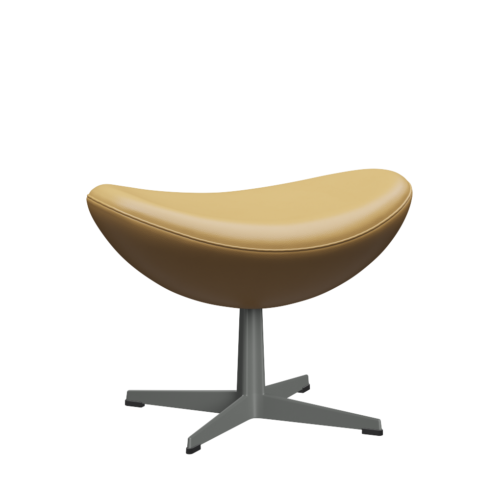 3127 Fußhocker für Egg™ Sessel, Gestell in Silbergrau von Arne Jacobsen - Aura Leder - Beige - Jacobsen Plus