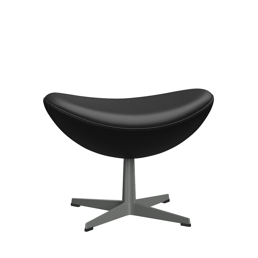 3127 Fußhocker für Egg™ Sessel, Gestell in Silbergrau von Arne Jacobsen - Aura Leder - Black - Jacobsen Plus