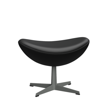 3127 Fußhocker für Egg™ Sessel, Gestell in Silbergrau von Arne Jacobsen - Aura Leder - Black Brown - Jacobsen Plus