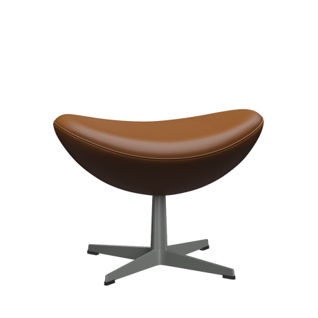 3127 Fußhocker für Egg™ Sessel, Gestell in Silbergrau von Arne Jacobsen - Aura Leder - Black Brown - Jacobsen Plus